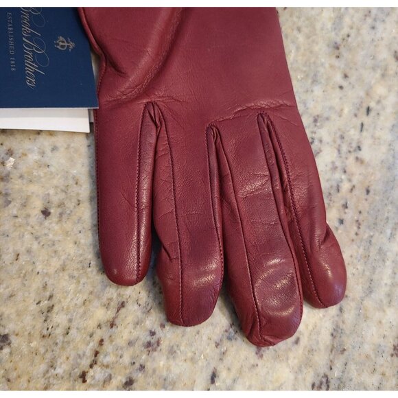 New! Brooks Brothers Womens Size M 7 Red Soft Leather 10" Gloves Cashmere Lined - Picture 3 of 16